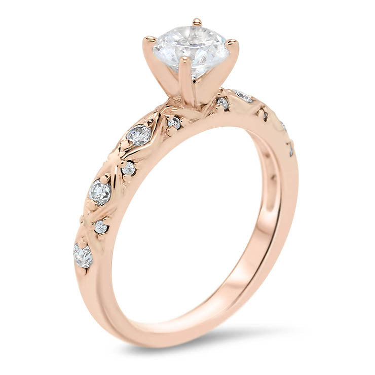 Vintage Inspired Wedding Set - Ziggy Set - Moissanite Rings