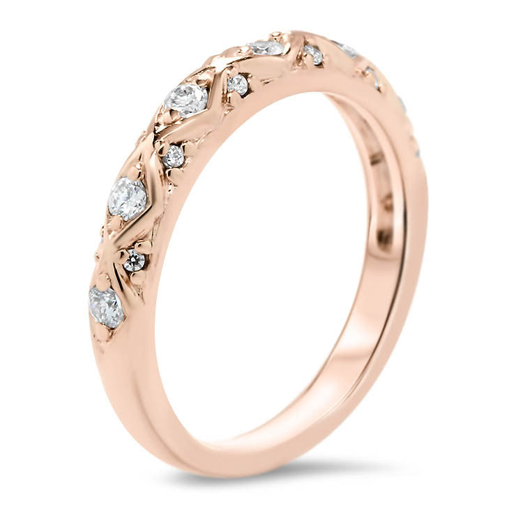 Vintage Inspired Wedding Set - Ziggy Set - Moissanite Rings