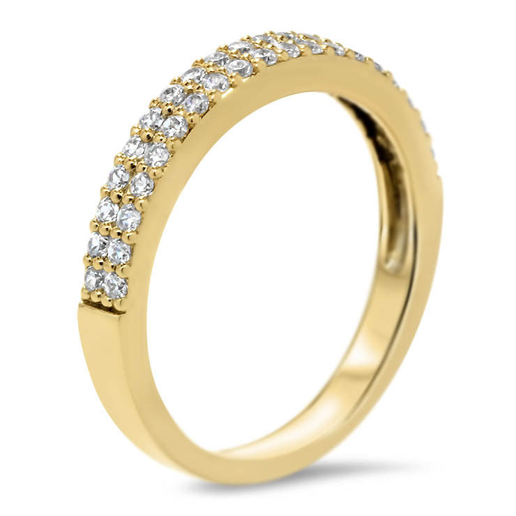 Double Row Diamond Wedding Set Engagemnt Ring and Matching Band - Doll Set - Moissanite Rings