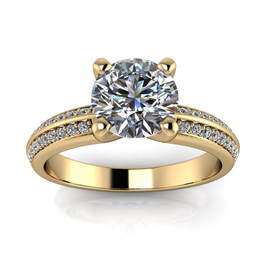 Diamond Knife Edge Moissanite Engagement Ring - Rio - Moissanite Rings