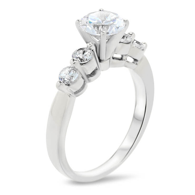 Single Prong Diamond Wedding Set Moissanite Center - Sheila - Moissanite Rings