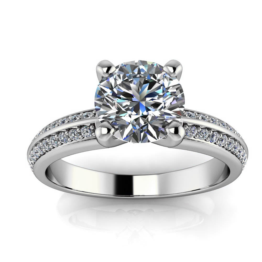 Diamond Knife Edge Moissanite Engagement Ring - Rio - Moissanite Rings