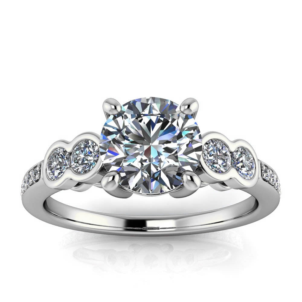 Bezel Set Accent Stone Engagement Ring - Quito - Moissanite Rings