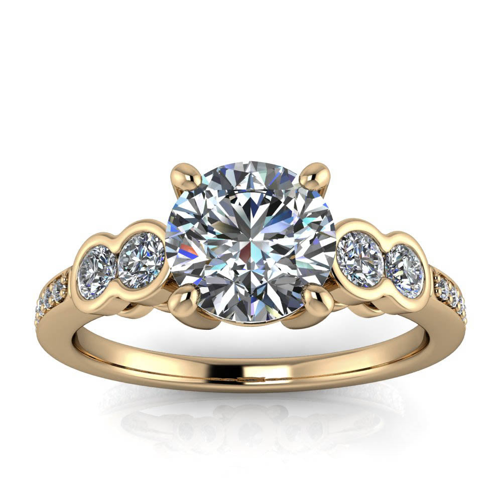 Bezel Set Accent Stone Engagement Ring - Quito - Moissanite Rings