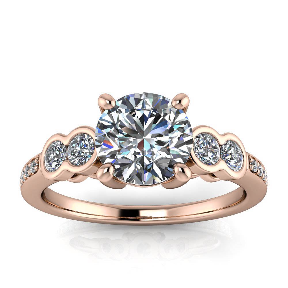 Bezel Set Accent Stone Engagement Ring - Quito - Moissanite Rings