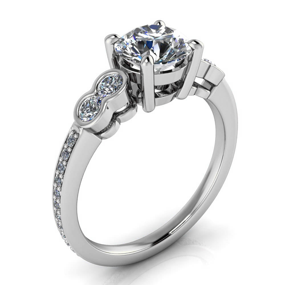 Bezel Set Accent Stone Engagement Ring - Quito - Moissanite Rings