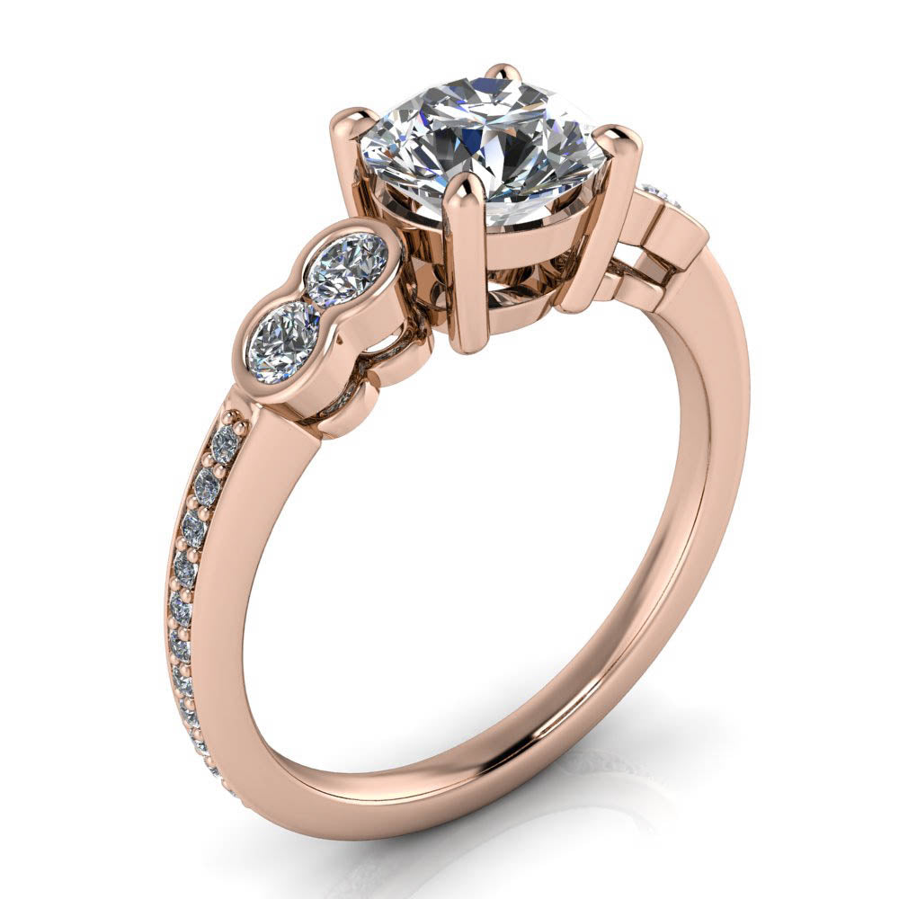 Bezel Set Accent Stone Engagement Ring - Quito - Moissanite Rings