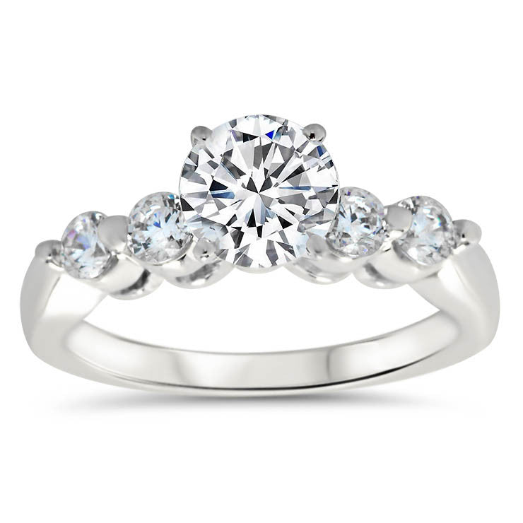 Single Prong Diamond Wedding Set Moissanite Center - Sheila - Moissanite Rings