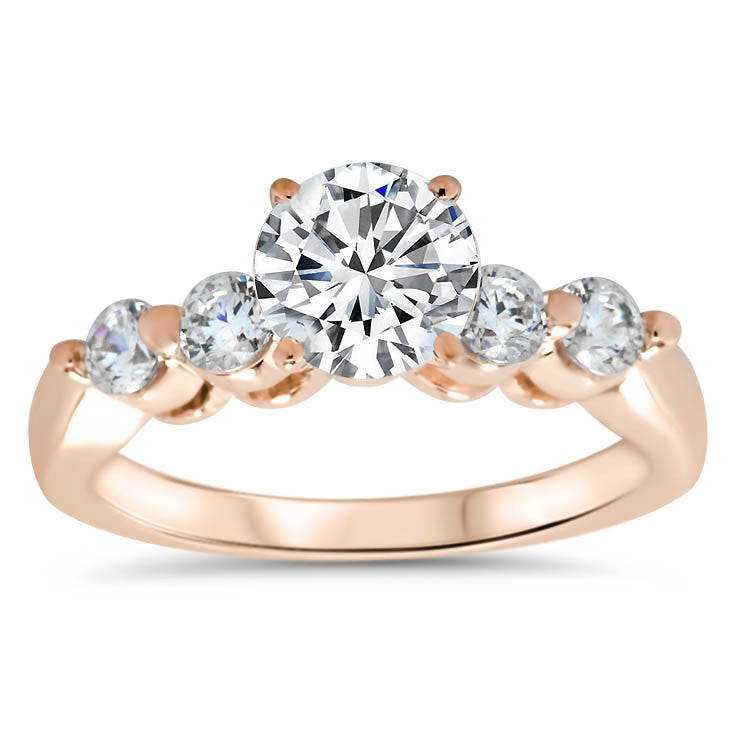 Single Prong Diamond Wedding Set Moissanite Center - Sheila - Moissanite Rings