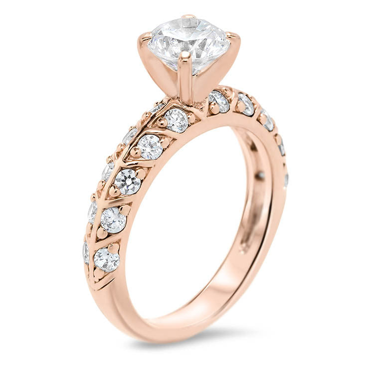 Beautiful Two Row Diamond Wedding Set - Branch Set - Moissanite Rings