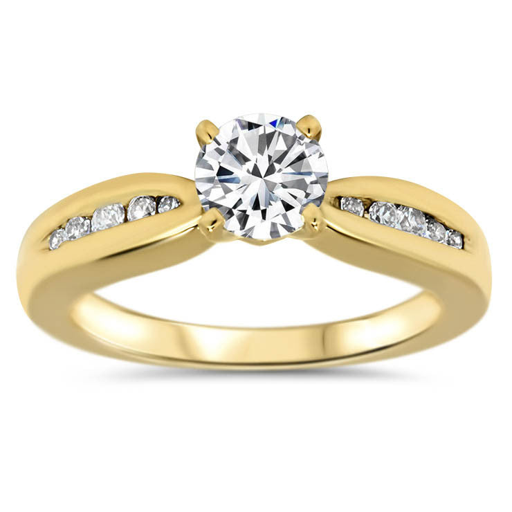 Tapered Channel Set Band Engagement Ring - Jackie - Moissanite Rings