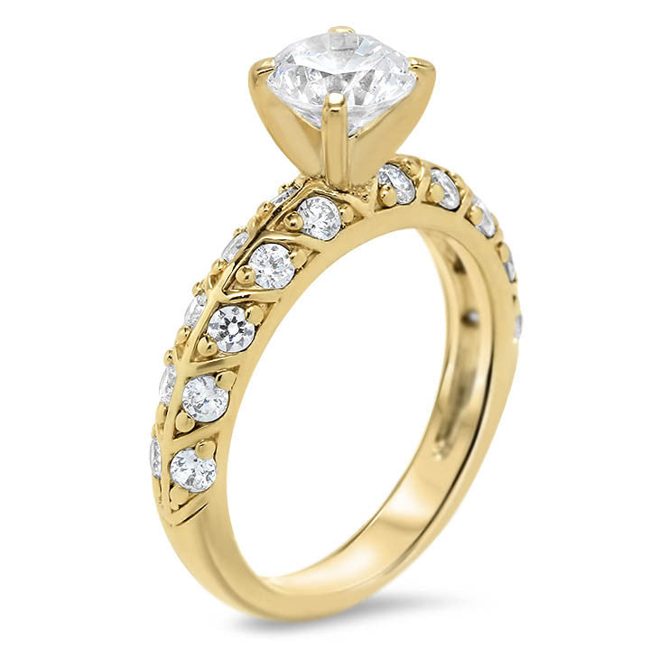 Beautiful Two Row Diamond Wedding Set - Branch Set - Moissanite Rings