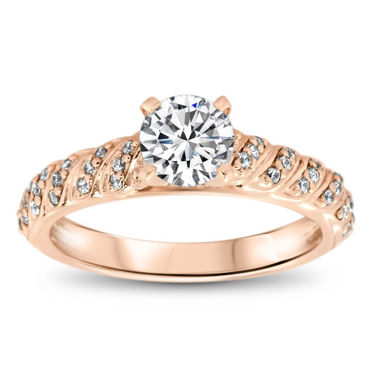 Forever One Moissanite Engagement Ring Diamond Accented Engagement Ring - Striped - Moissanite Rings