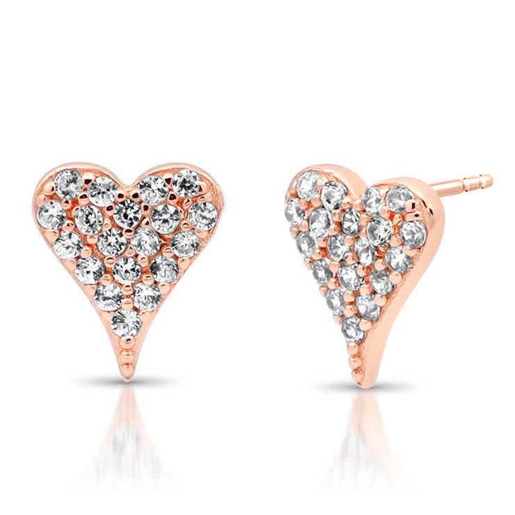 Diamond Pave Heart Studs