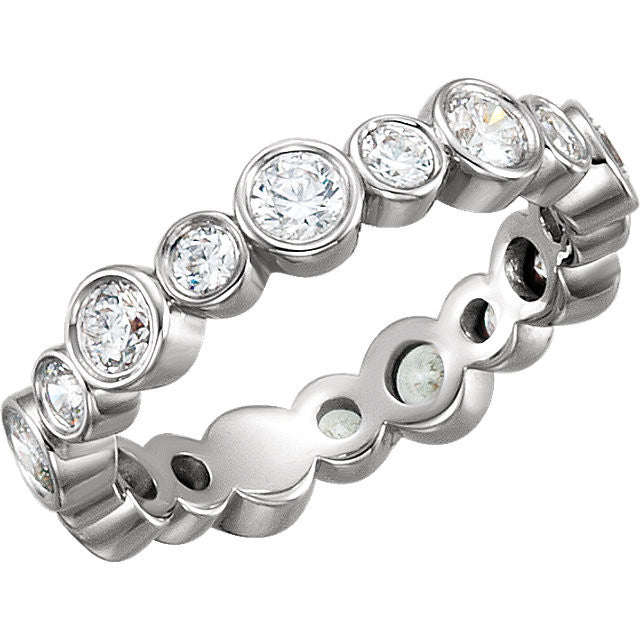 1.5 Ct. Bezel Set Diamond Eternity Band - Moissanite Rings