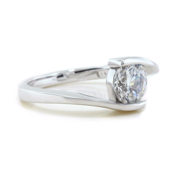 Bypass Solitaire Moissanite Engagement Ring - Solitaire Swirl - Moissanite Rings
