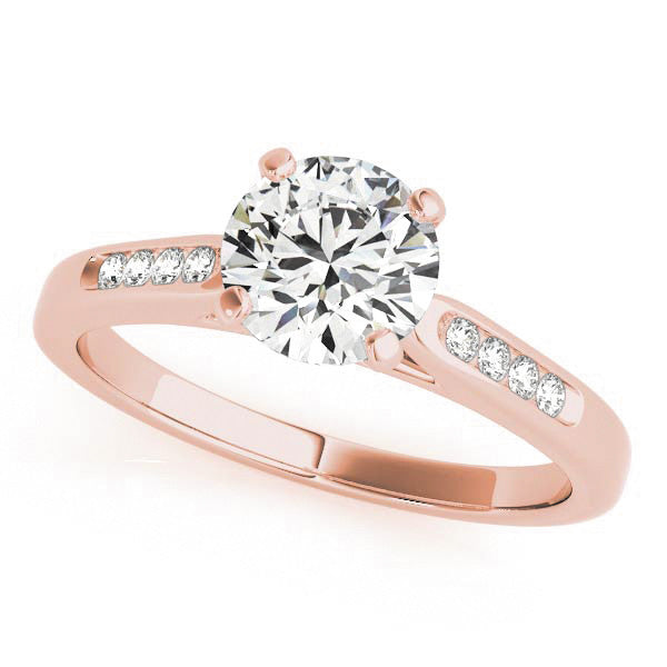 Channel Set Diamond Wedding Set Moissanite Center - Chloe - Moissanite Rings