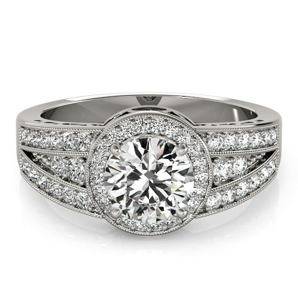 Diamond Halo Engagement Ring - Carrie - Moissanite Rings