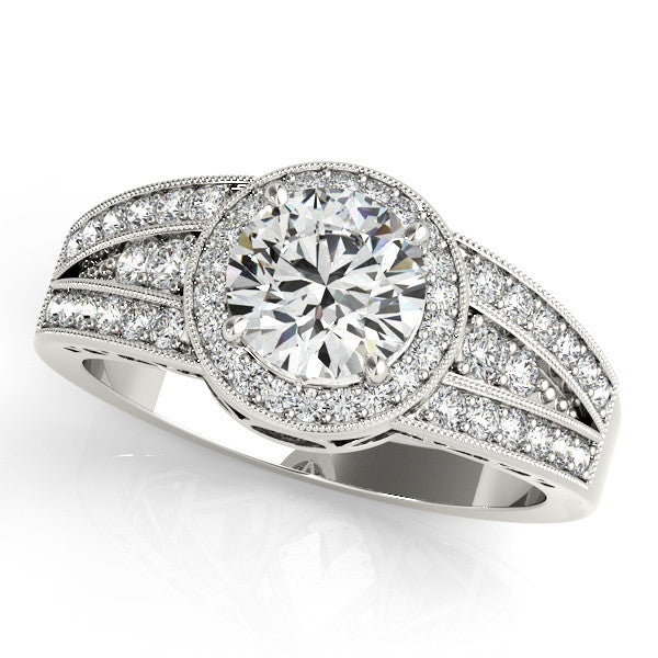 Diamond Halo Engagement Ring - Carrie - Moissanite Rings