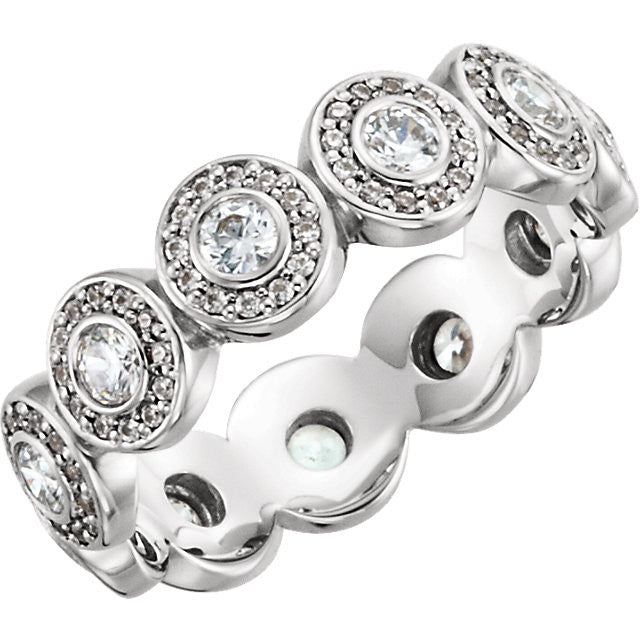Diamond Halo Style Eternity Band - Moissanite Rings