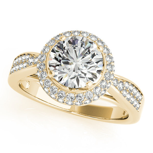 Diamond Pave Halo Engagement Ring - Raquel - Moissanite Rings