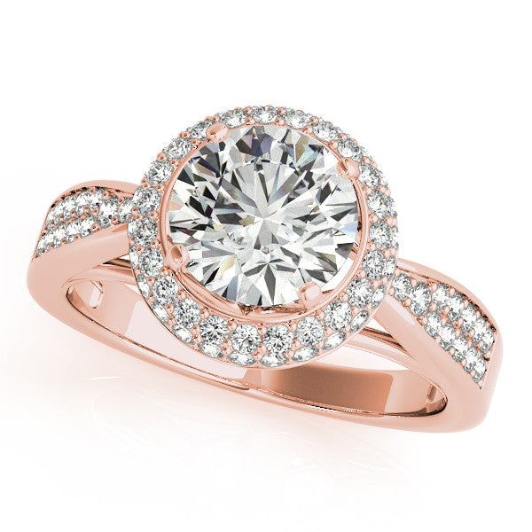 Diamond Pave Halo Engagement Ring - Raquel - Moissanite Rings