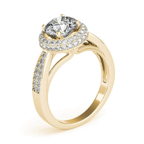 Diamond Pave Halo Engagement Ring - Raquel - Moissanite Rings