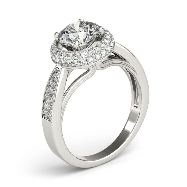 Diamond Pave Halo Engagement Ring - Raquel - Moissanite Rings