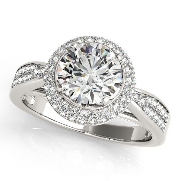 Diamond Pave Halo Engagement Ring - Raquel - Moissanite Rings