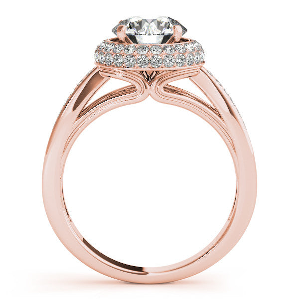 Diamond Pave Halo Engagement Ring - Raquel - Moissanite Rings