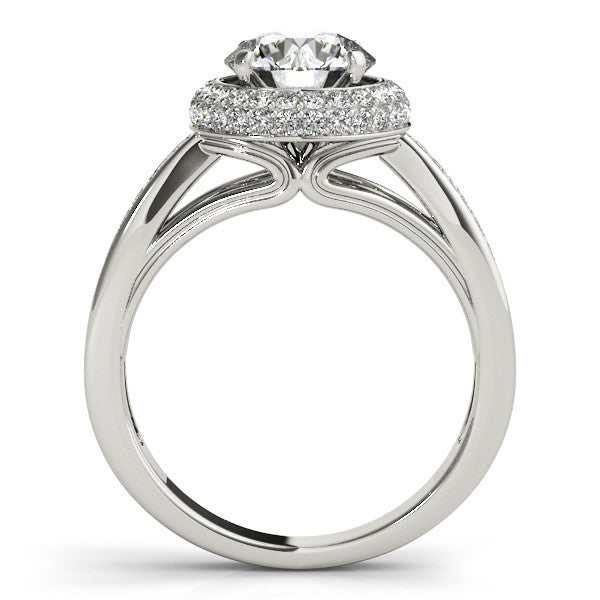 Diamond Pave Halo Engagement Ring - Raquel - Moissanite Rings