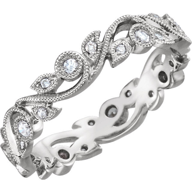 Diamond Scroll Eternity Band - Moissanite Rings