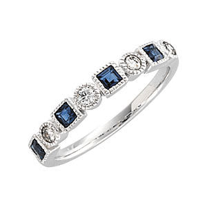 Diamond and Blue Sapphire Band - Sissi - Moissanite Rings