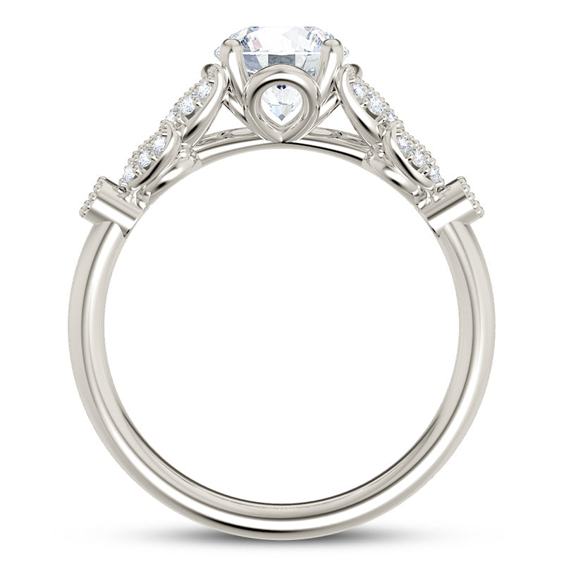 Vintage Style Engagement Ring Floral Accented - Palma