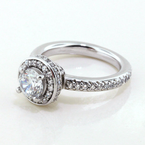 Diamond Halo Engagement Ring - Out of This World - Moissanite Rings