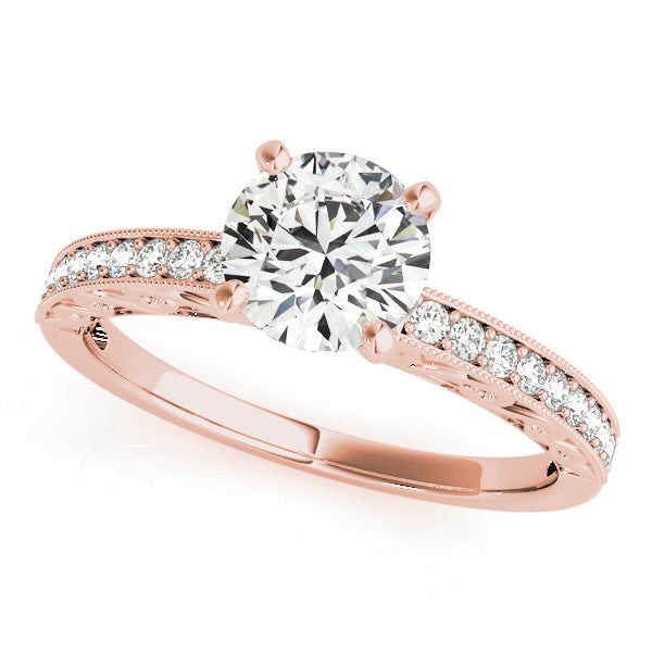 Carved Diamond Engagement Ring Setting Moissanite Center - Poca - Moissanite Rings