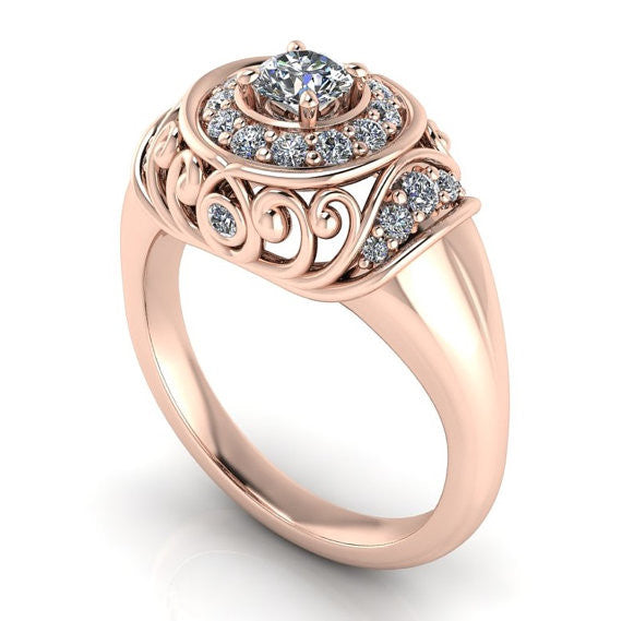 Vintage Style Rose Gold Engagement Ring - The Quest - Moissanite Rings