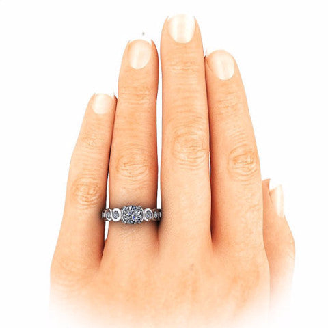Bezel Set Moissanite Engagement Ring - Loops of Love - Moissanite Rings