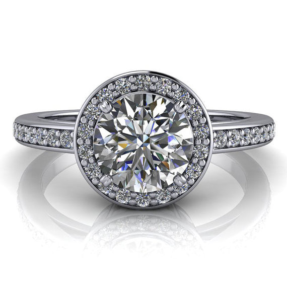 Diamond Halo Engagement Ring - Paris - Moissanite Rings