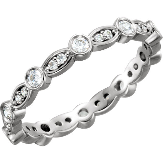 Fancy Shape 14 Karat  Diamond Eternity Band .50 Carats - Moissanite Rings