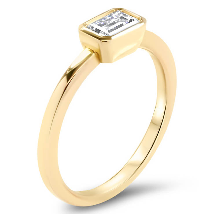 Unique Emerald Cut Engagement Ring Moissanite Ring - Ella - Moissanite Rings
