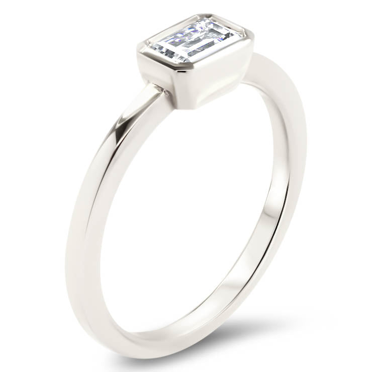 Unique Emerald Cut Engagement Ring Moissanite Ring - Ella - Moissanite Rings