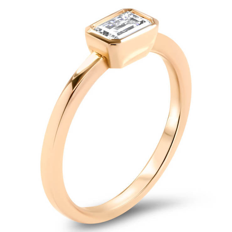 Unique Emerald Cut Engagement Ring Moissanite Ring - Ella - Moissanite Rings