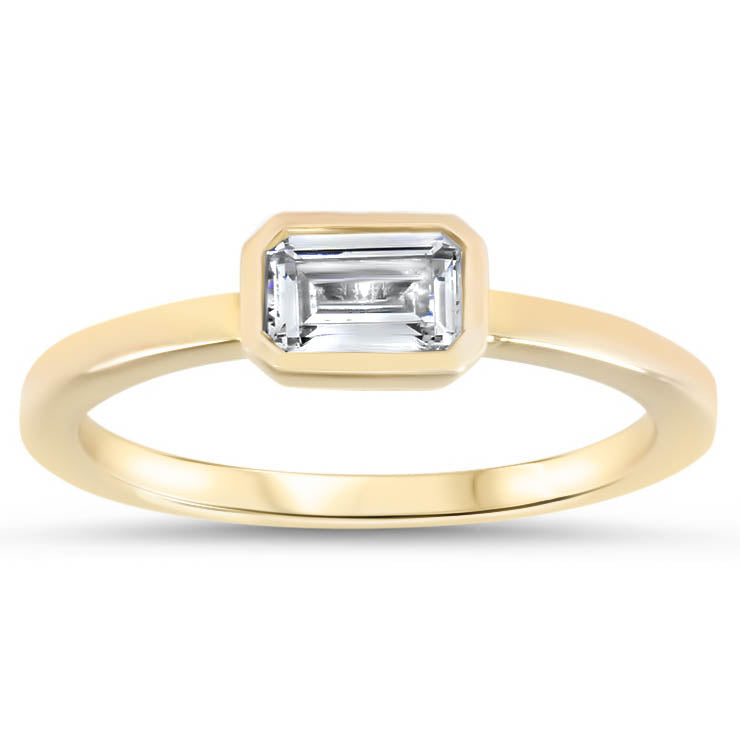 Unique Emerald Cut Engagement Ring Moissanite Ring - Ella - Moissanite Rings