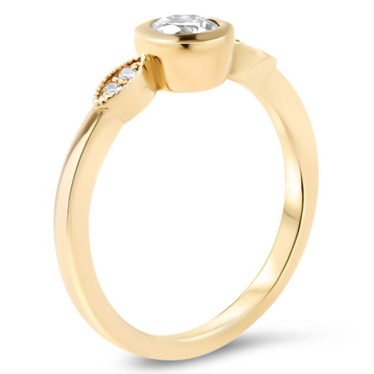 Bezel Set Moissanite Engagement Ring Diamond Setting - Emily - Moissanite Rings