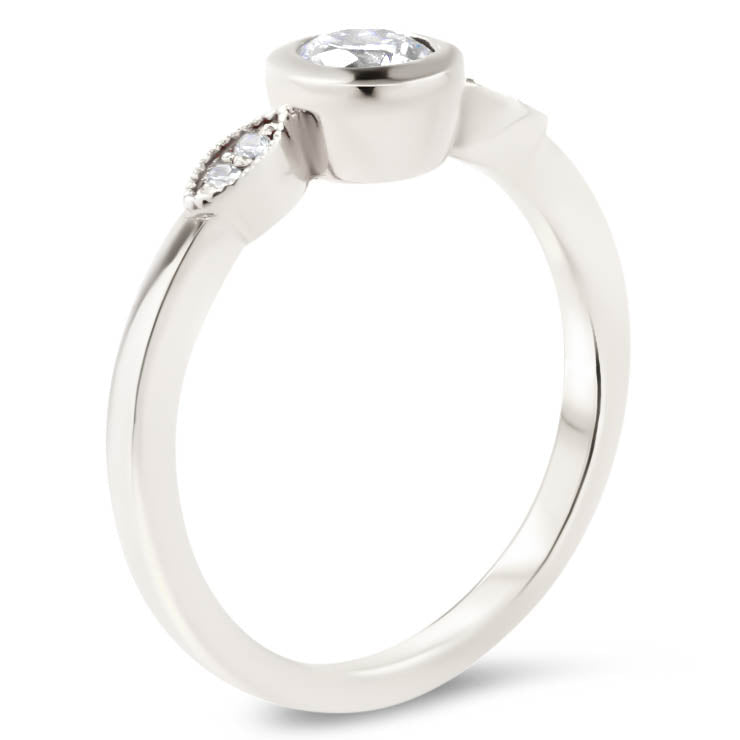Bezel Set Moissanite Engagement Ring Diamond Setting - Emily - Moissanite Rings
