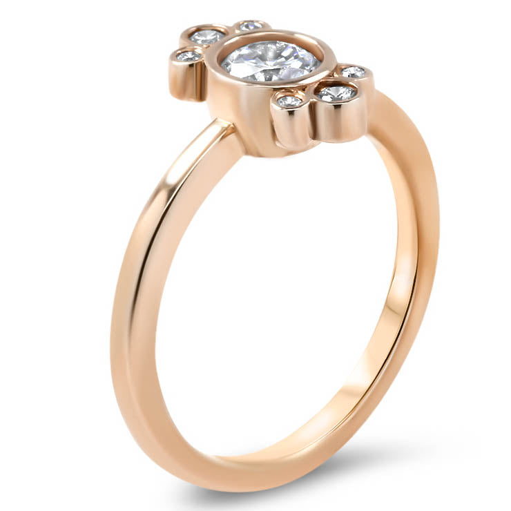 Bezel Set Diamond Halo Moissanite Engagement Ring - Eleanor - Moissanite Rings
