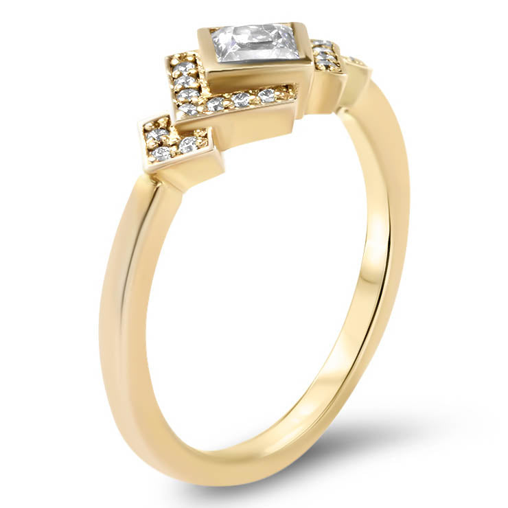 Princess Cut Bezel Set Moissanite Engagement Ring Diamond Setting Kite Set Stone - Empire - Moissanite Rings