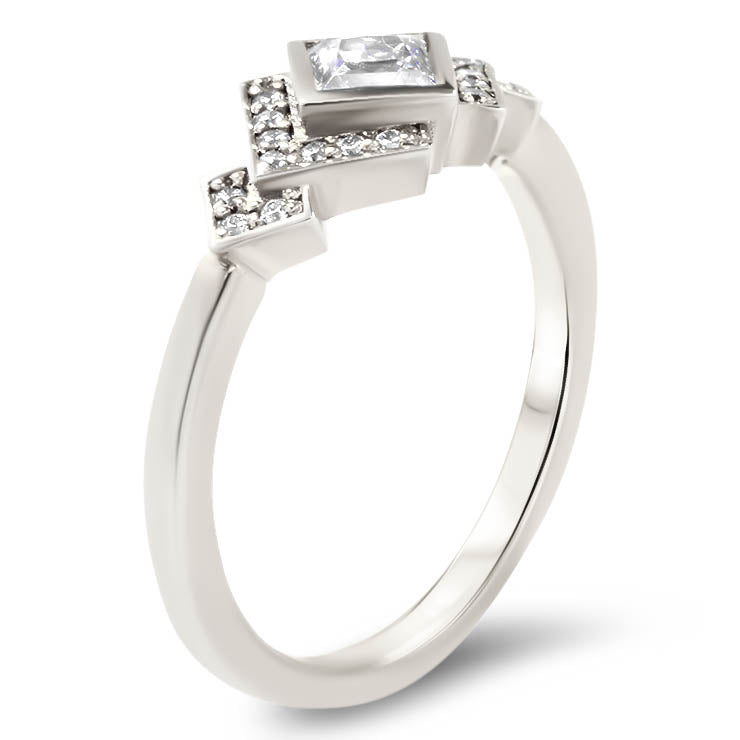 Princess Cut Bezel Set Moissanite Engagement Ring Diamond Setting Kite Set Stone - Empire - Moissanite Rings