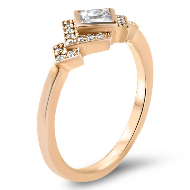 Princess Cut Bezel Set Moissanite Engagement Ring Diamond Setting Kite Set Stone - Empire - Moissanite Rings